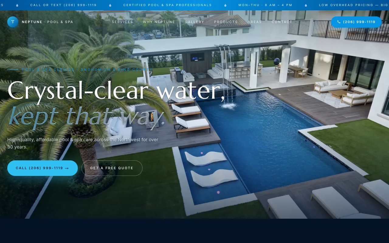 Neptune Pool & Spa — website by Unifictional