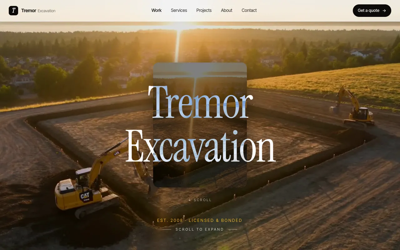Tremor Excavation — website by Unifictional
